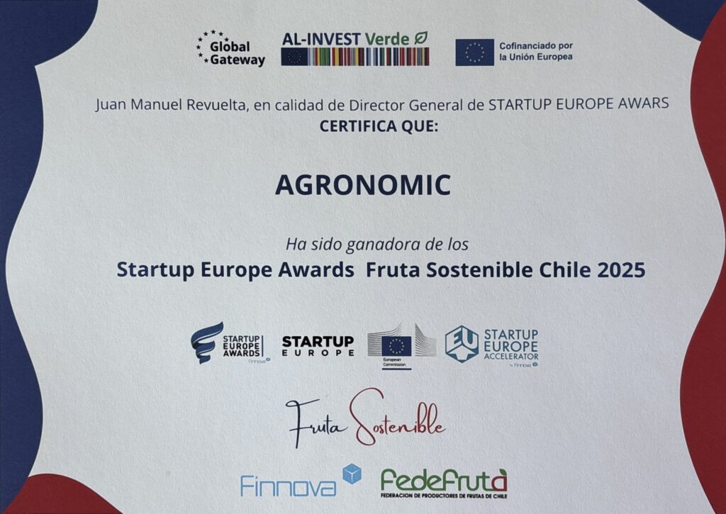 finnova - fedefruta - agronomic - reconocimiento - innovación - estrés - al-invest verde - startup europe awards - ue - unión europea
